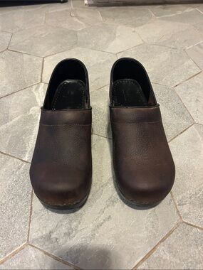 Dansko Brown Leather Slip-On Clogs